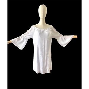 Anthropologie Wht Embroidered Flower Boho Casual Dress/ Cover VGC Sz Med 8-10